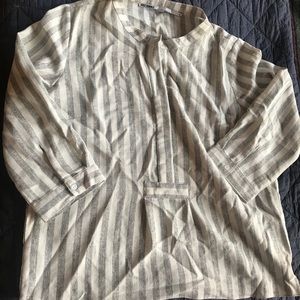 Stripe linen tunic blouse